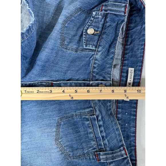 Tommy Hilfiger Jean Shorts Size 4 (30x4) Low Rise Mini Patch Pockets Vintage Y2K - Picture 9 of 10